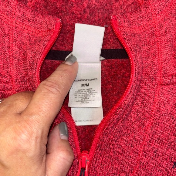 The North Face Red Heathered Fleece 1/4 Zip Hoodie Women's M - Picture 6 of 11